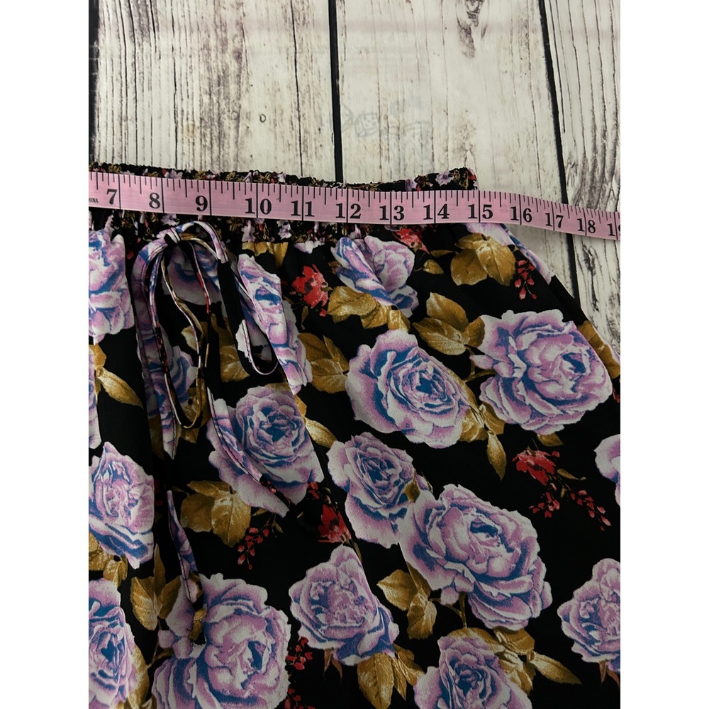 Ember Floral Tiered Maxi Skirt XL Black Purple Mixed Print Boho Cottagecore - Picture 7 of 8